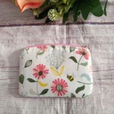 Monedero pequeño estampado flores y abeja con cremallera rosa