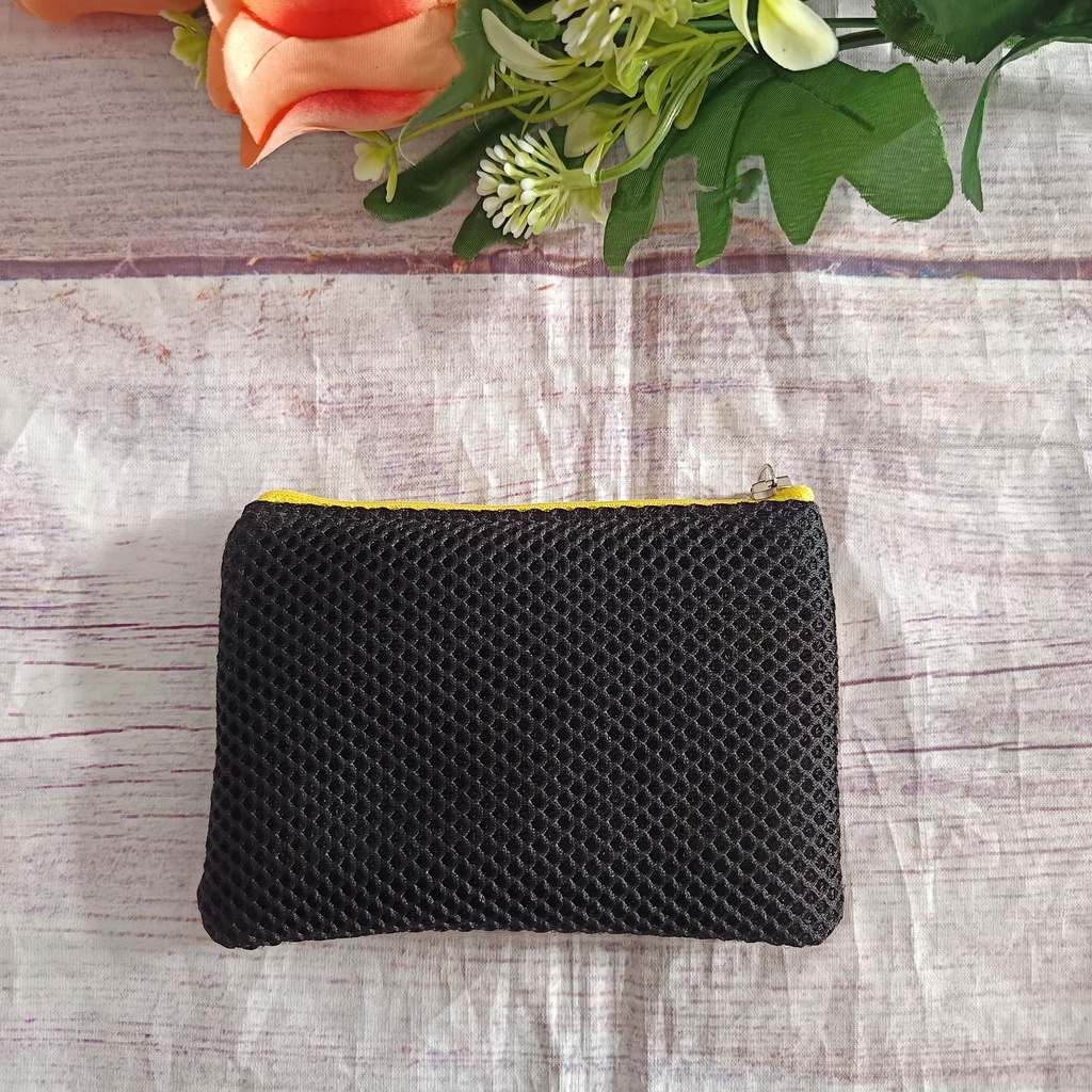 Monedero de doble cremallera negro artesanal compacto
