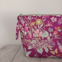 Neceser grande de tela estampado floral con pájaros y cremallera