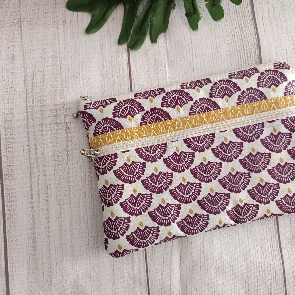 Neceser plano dúo de tela con doble cremallera y doble compartimento