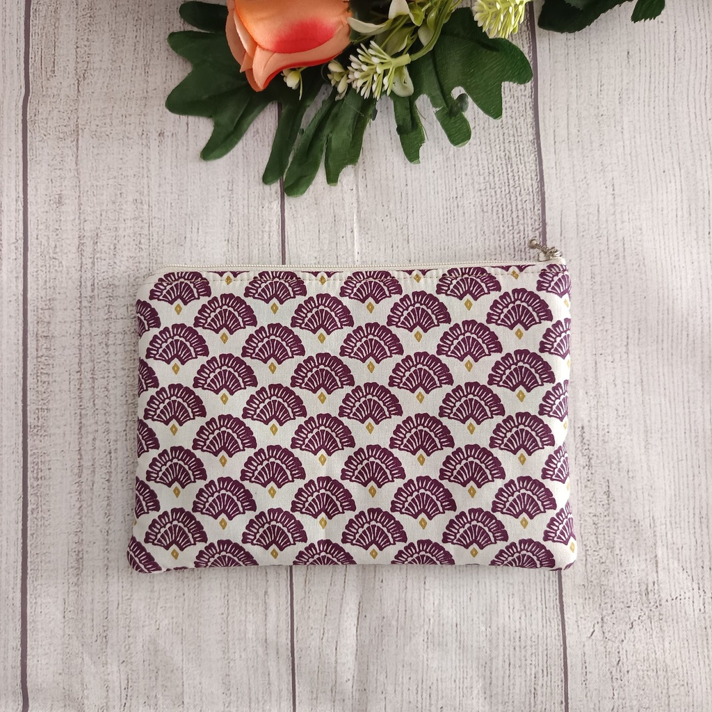 Neceser plano con doble cremallera organizador de maquillaje