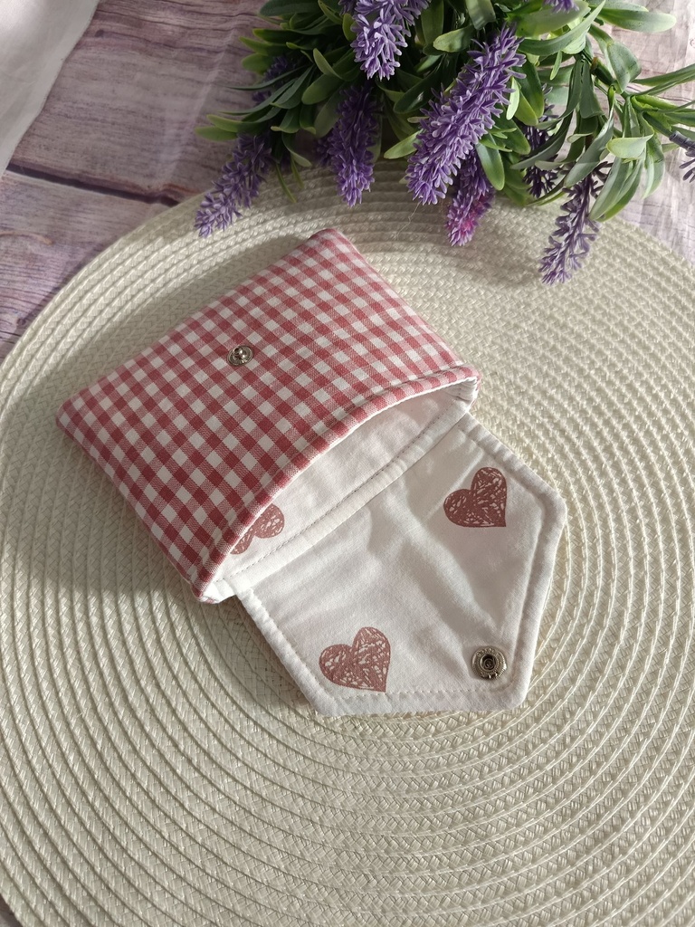 Bolsa multiusos de cuadros vichy rosa