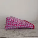 bolsa de maquillaje rosa estampada cuadr