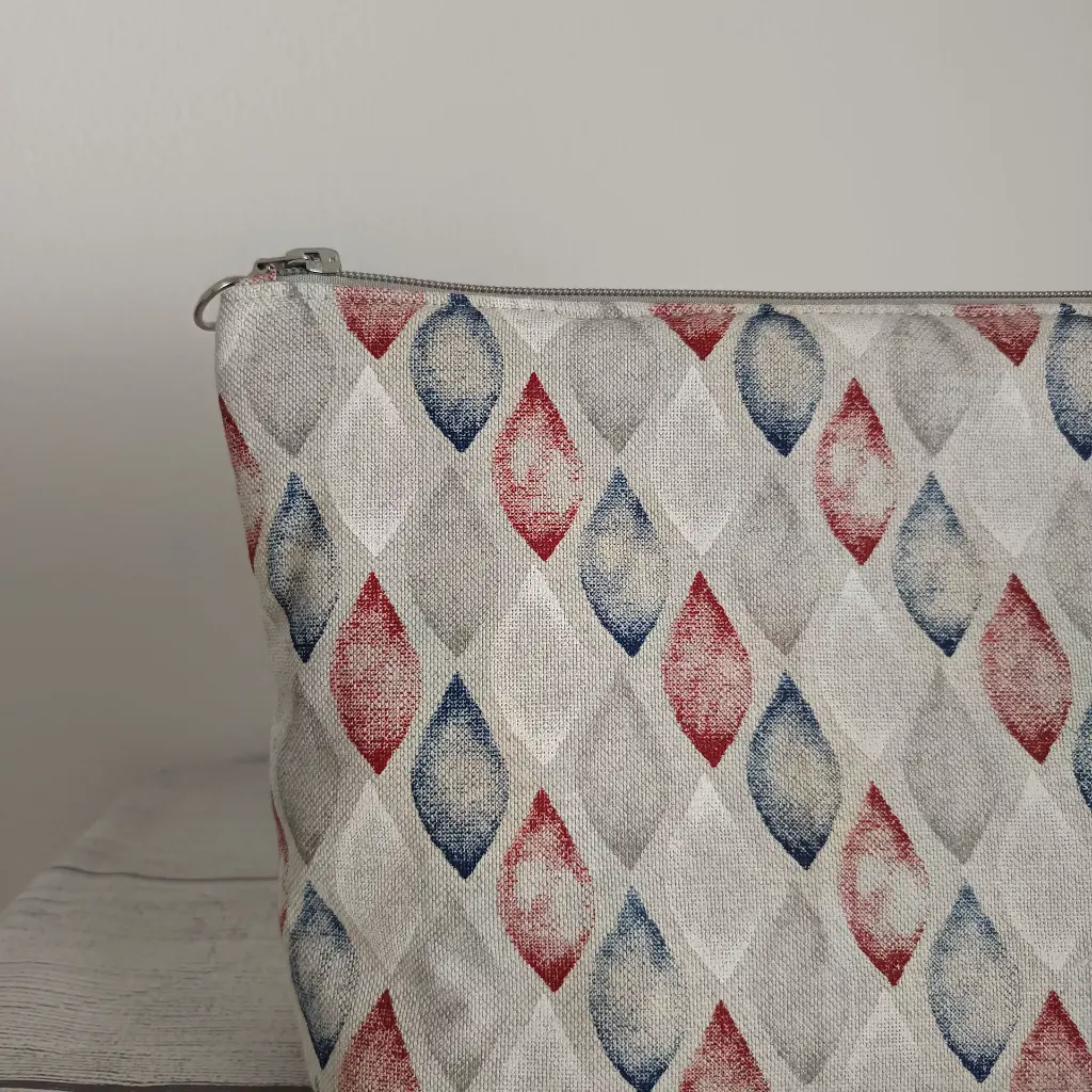 Neceser de viaje mujer grande de tela estampado geométrico con cremallera