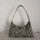 bolso de hombro de tela multicolor con estampado chevron