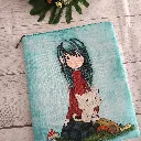 estuche para libros con cremallera diseño niña y gato