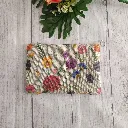 Neceser floral plano de tela con diseño de flores multicolor