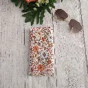 funda gafas tela floral hecha a mano con botón y cordón
