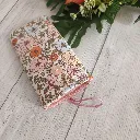 funda gafas tela estampado floral vintage tonos rosa y beige
