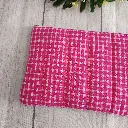 neceser plano de tela vichy fucsia acolchado con cremallera