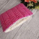 neceser de tela vichy fucsia hecho a mano organizador de maquillaje