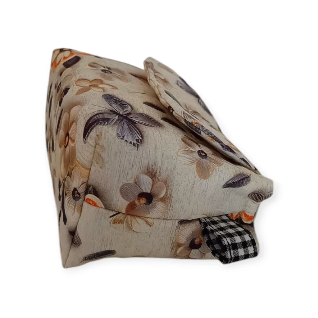 Neceser artesanal compacto de algodón estampado floral