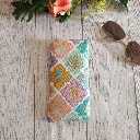 Funda de gafas de tela hecha a mano con telas de algodón y acolchada