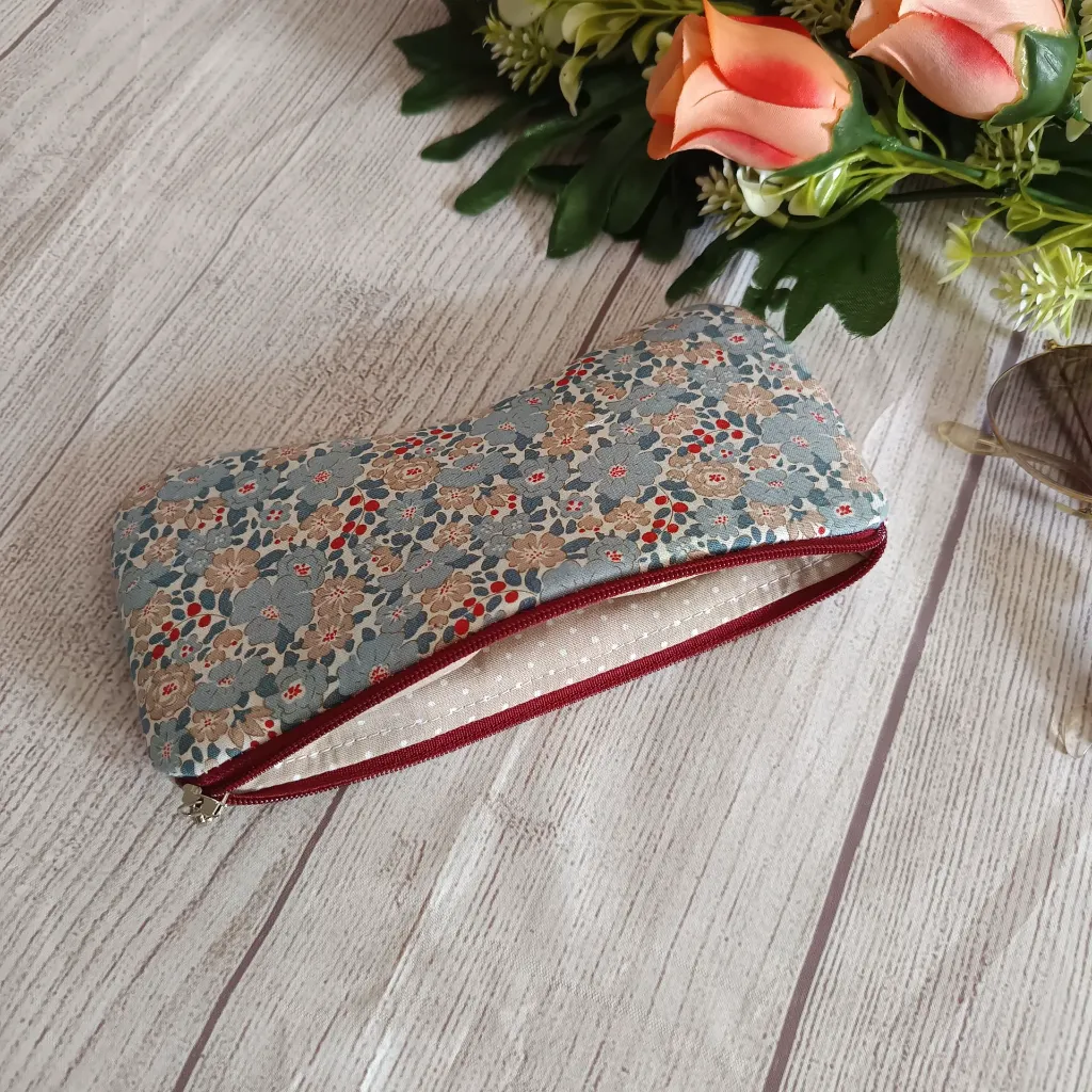 Funda de gafas estampado liberty con cremallera burdeos