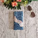 Funda de gafas de tela con retales detela floral y vaquera