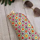 Funda gafas tela hecha a mano flores multicolor y geométrico