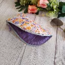Funda de gafas de tela hecha a mano con cierre de cremallera
