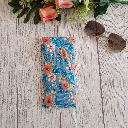 Funda de gafas de tela floral en azul hecha a mano con llavero de regalo