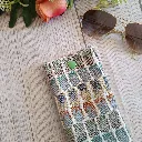 Funda de gafas de tela hecha a mano con estampado geométrico