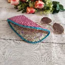 funda de gafas de tela hecha a mano,malla 3D malva