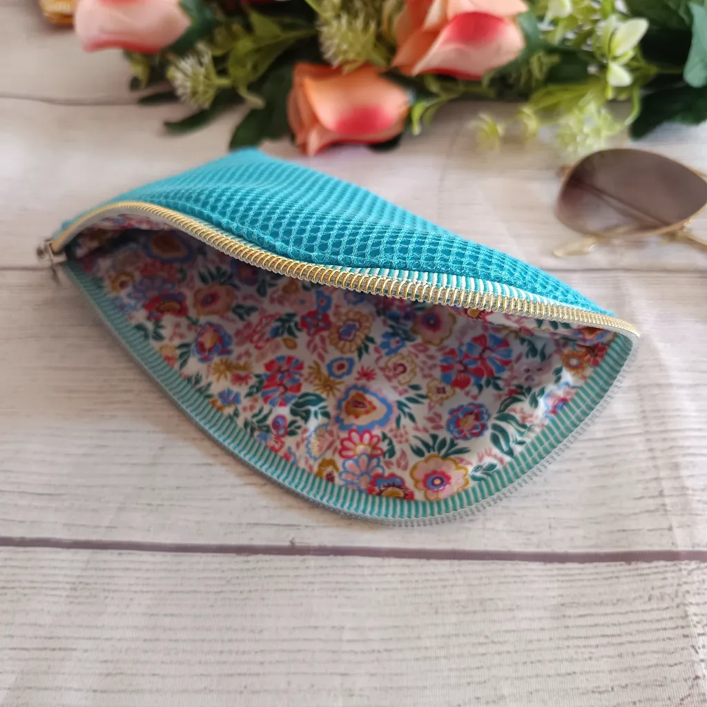Funda de gafas de tela hecha a mano,malla 3D turquesa
