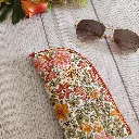 Funda de gafas de tela hecha a mano con cremallera y estampado floral