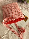 funda de libro hecha a mano con estampado de corazones rojos para proteger libros