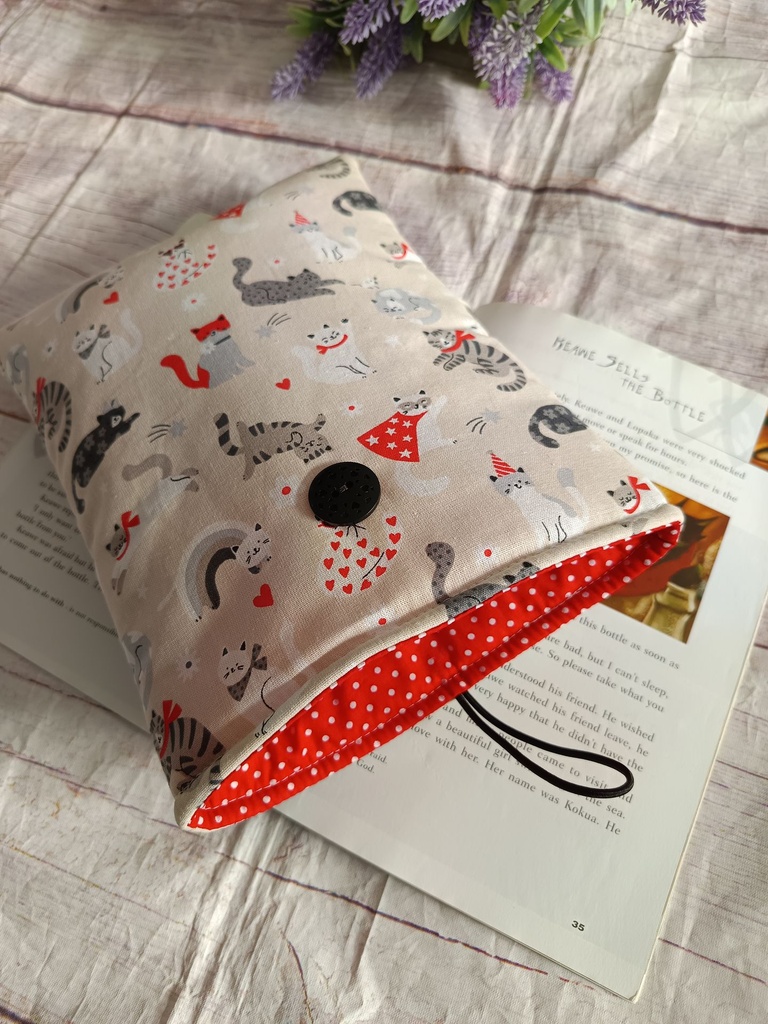 Funda de libro de gatos hecha a mano, regalo para amantes de la lectura y los gatos