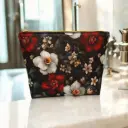 Neceser grande impermeable con flores rojas