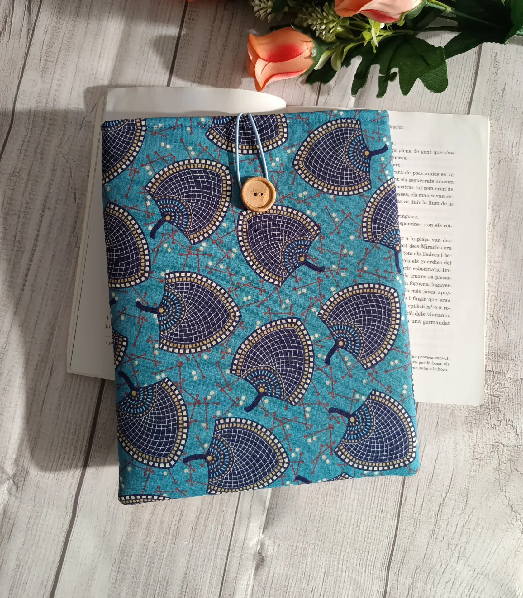 Funda para Libro Acolchada Floral Turquesa | Aurora