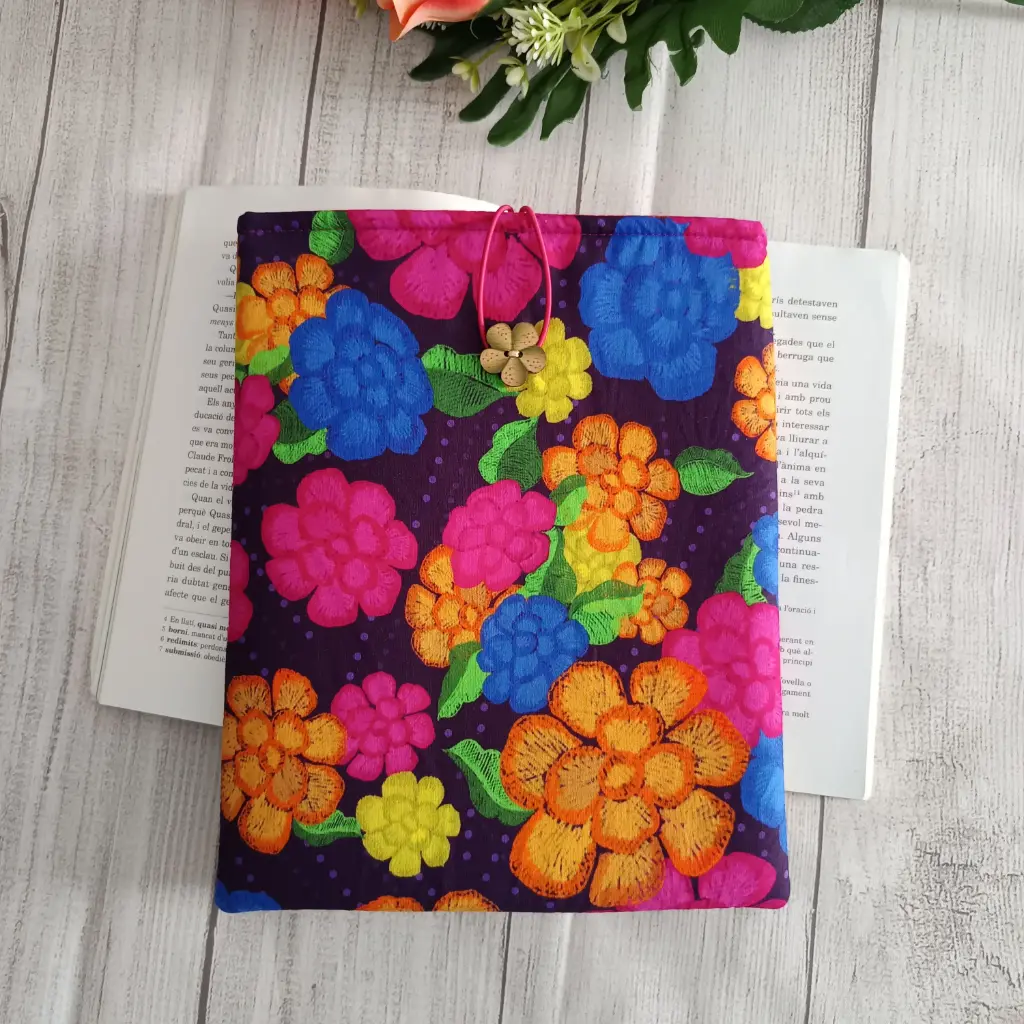 Funda de libro floral Jardín Azul| Hecha a mano