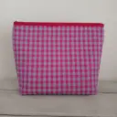 Neceser grande de viaje rosa estampado cuadros – Organizador de cosméticos y aseo