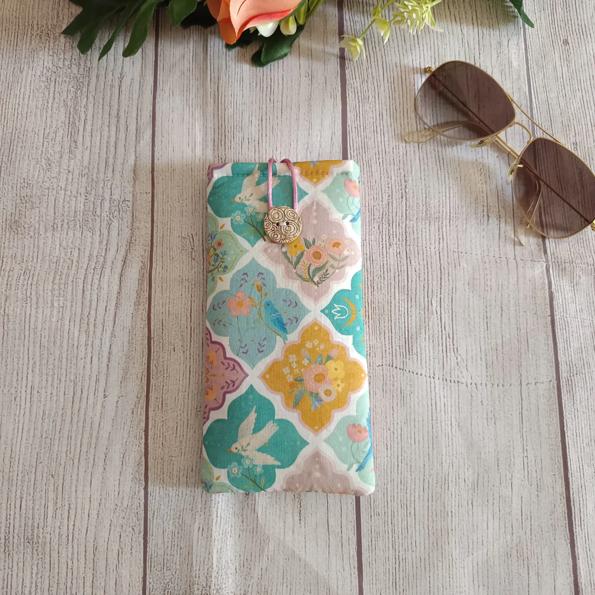 Funda de Gafas de Tela Floral Mosaico