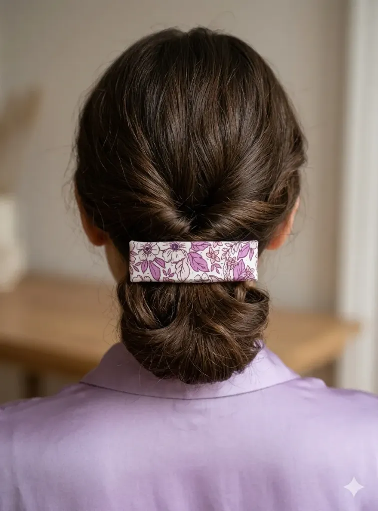 Pasador francés para el pelo de tela floral hecho a mano