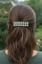 Pasador francés para el pelo de tela vichy verde hecho a mano