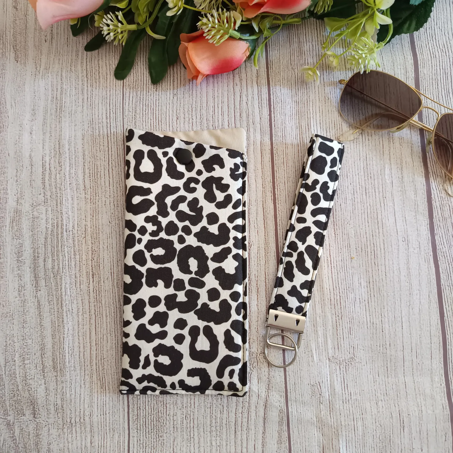 Funda de Gafas de Tela Animal Print +Llavero  de Regalo