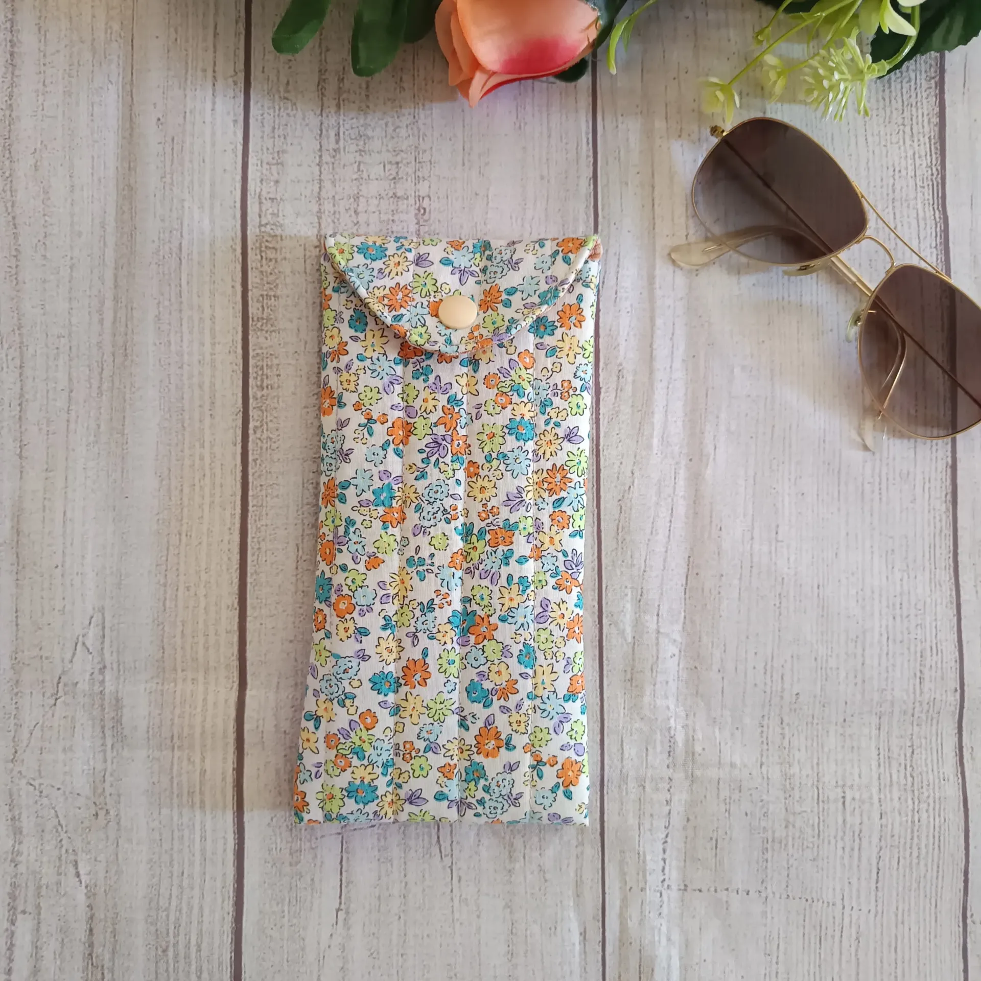 Funda de Gafas de Tela Acolchada Flores Pequeñas