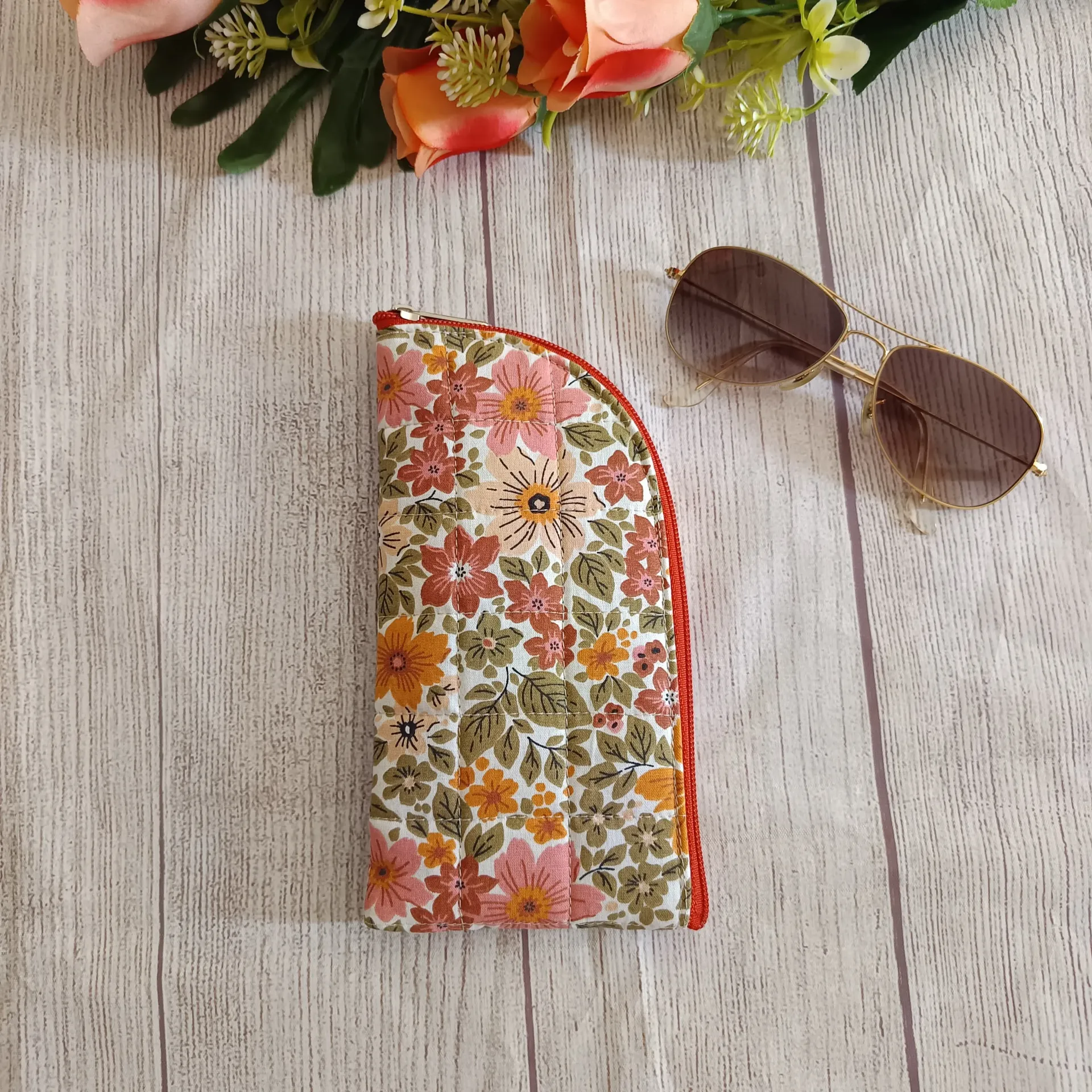 Funda de Gafas con Cremallera de Tela Floral