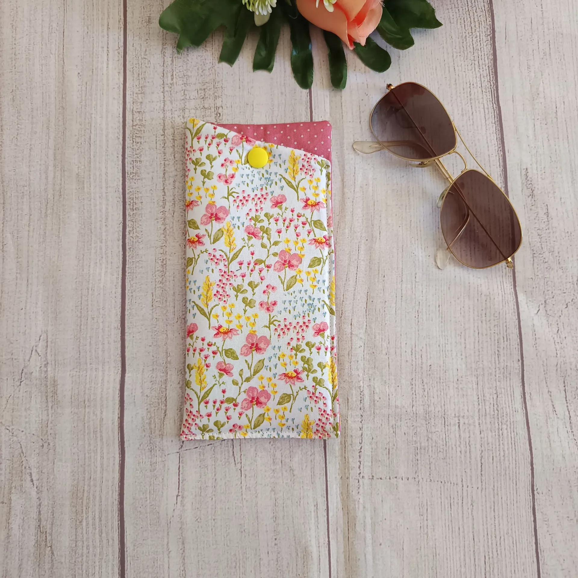 Funda de Gafas de Tela Floral Hecha a Mano