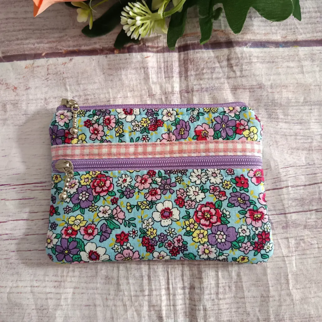 Monedero Tela Doble  Cremallera Flowers