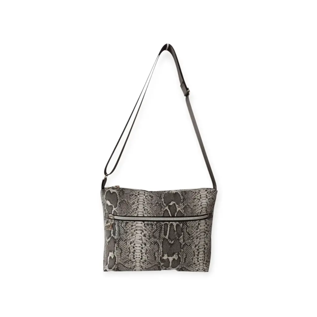 Bolso Bandolera Mujer Estampado Serpiente Gris